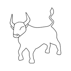 Ox vector icon illustration isolated on white background. Bull hand drawn logo