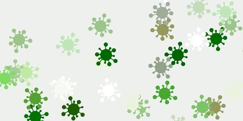 Light green, yellow vector pattern with coronavirus elements.