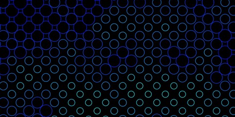 Dark BLUE vector pattern with spheres. Illustration with set of shining colorful abstract spheres. Design for posters, banners.