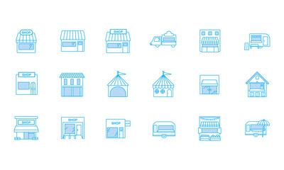 shop building icon set