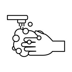 covid 19 coronavirus prevention protection washing hands line style icon