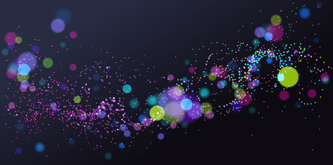 Dots particles flowing array vector abstract background, biology science theme design, dynamic elements in motion.