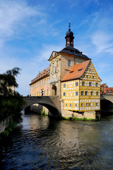 Bridge crossing into Old Town Bamberg, Germany.