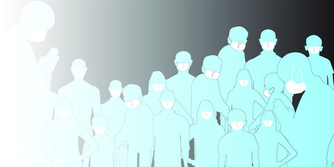 Coronavirus in China. Novel coronavirus (2019-nCoV), people in a blue with a medical face mask. Concept of coronavirus quarantine vector illustration.