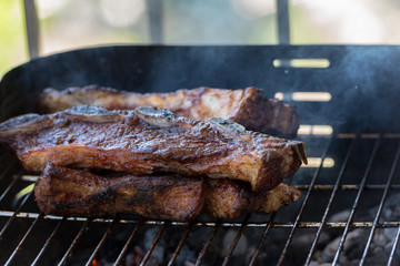 Closeup take of a traditional Argentinian and Uruguayan barbecue