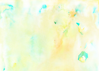 Watercolor background texture in blue, green and orange colors for graphics