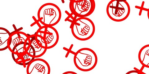 Light Red, Yellow vector pattern with feminism elements.