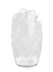 Ice cubes in glass isolated on white