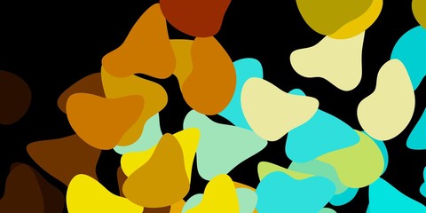 Dark blue, yellow vector background with random forms.