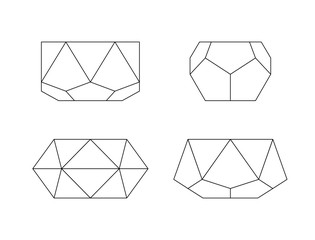 Flower pots outline. Vector set of trendy geometric minimal planters. Different polyhedron shapes