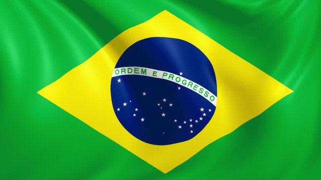 Brasil flag waving in the wind with high quality texture in 4K National Flag of Brazil Brasilian