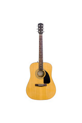 Obraz na płótnie Canvas Close up of Guitar acoustic body isolated on a white color background,vertical image and clipping path.