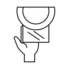 covid 19 coronavirus prevention use paper on hands line style icon