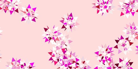 Light pink vector texture with bright snowflakes.