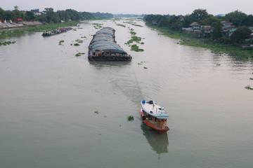 Industrial transportation by Boat on the river for the big or heavy weight, Low price shipping and slow.