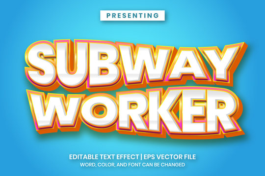 Subway worker - cartoon game style editable text