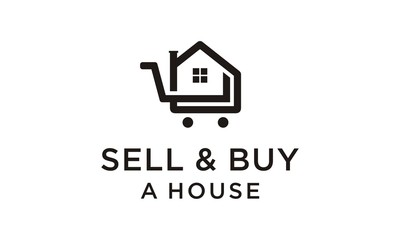 simple minimalist sell and buy a house logo design