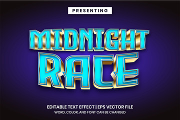 Midnight race - Modern metallic logo style editable text effect