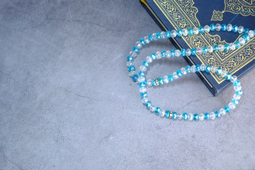 Holy book Quran for Muslims on table with copy space 