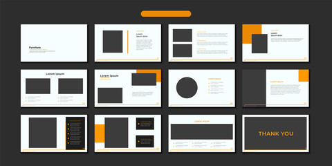 Minimal business presentation template, with orange and black color, modern and unique slide presentation.