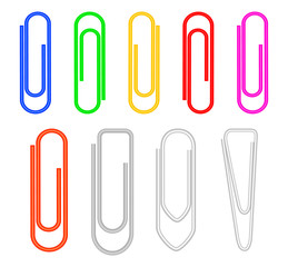 set of paper clips colored or realistic metal paper clips isolated. eps 10 vector, easy to modify