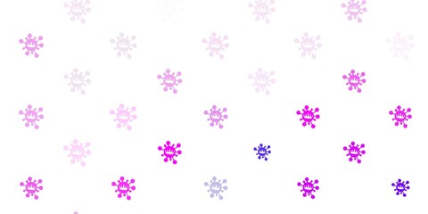 Fototapeta na wymiar Light purple, pink vector background with covid-19 symbols.