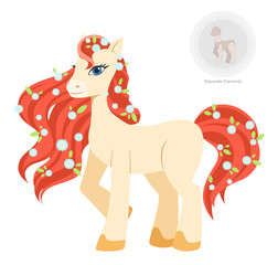 Illustration of walking cartoon horse princess