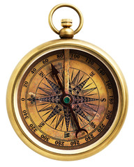 Vintage compass isolated on white background © lotus_studio