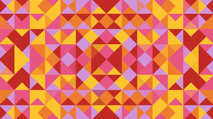 Abstract geometric background with red, pink, purple, orange and yellow polygons.