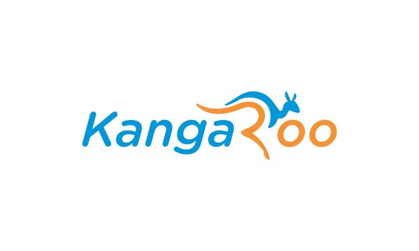 Modern simple initial / letter R in text kangaroo logo design