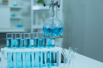 science laboratory test with a microscope , laboratory equipment.