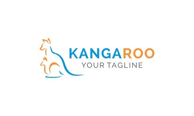 Kangaroo mother and child abstract logo vector