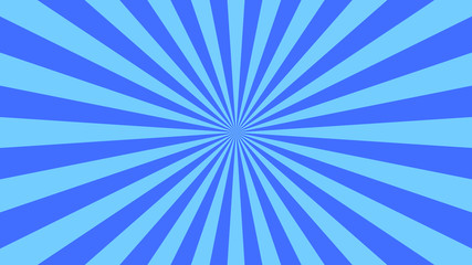 Abstract starburst background with blue rays. Banner vector illustration.