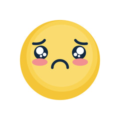 cute sad emoji icon, flat style