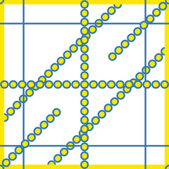 a pattern of straight, dotted lines intersects and makes interesting squares on a white background