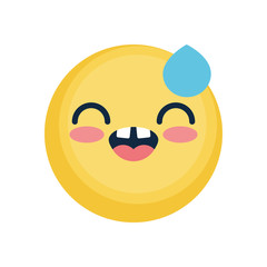 happy emoji face with tear icon, flat style