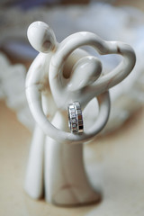 Jeweller ornament. White gold wedding rings