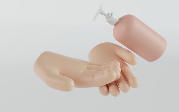 3D Illustration. Wash your hands to prevent infection. Covid-19.