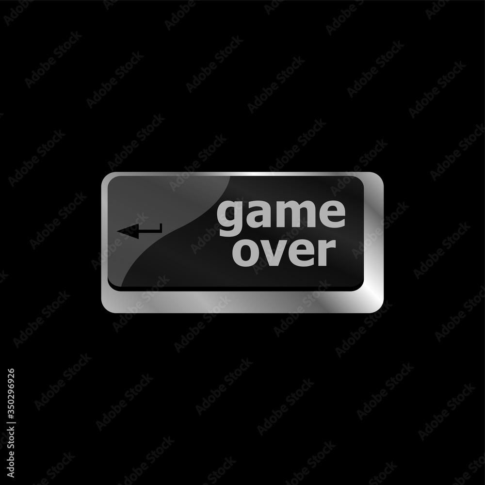 Poster computer keyboard with game over key - technology background