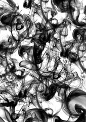 Portrait mode abstracts black smoke over white