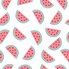 Seamless pattern with watermelon. Vector illustration for printing on fabric, packaging paper, Wallpaper, poster, banner. Cute children's background.