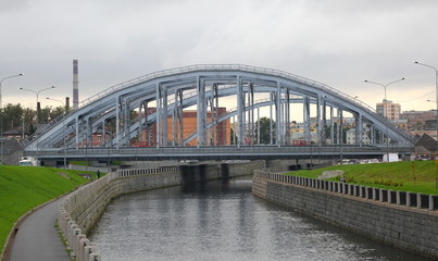 Amerikanskiye bridges, Obvodny canal, Saint-Petersburg, Russia October 2017