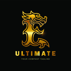 A vector illustration of dragon letter E initial Logo