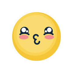 kissing emoji face icon, flat style
