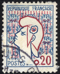 Postage stamps of the France. Stamp printed in the France. Stamp printed by France.