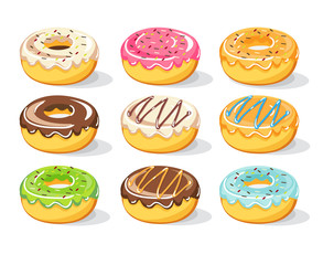 Sweet Donuts vector set collection, Vector Illustration