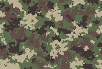 Seamless classic camouflage pattern. Camo fishing hunting vector background. Masking green brown beige color military texture wallpaper. Army design for fabric paper vinyl print