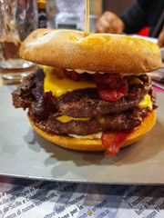 cheeseburger served on special plate