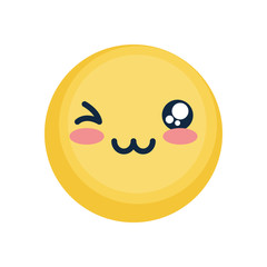 Winking emoji face icon, flat style