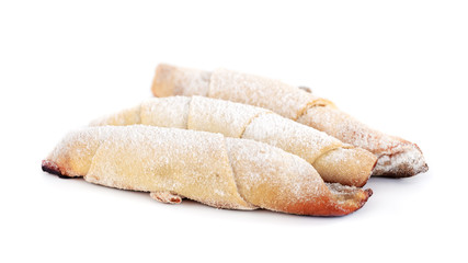 Homemade tasty cookies cigarette isolated on a white background